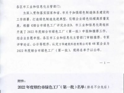 興業機械獲評2022年度煙臺市綠色工廠